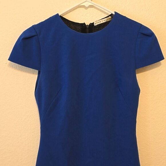 Alice+Olivia dress size 0 blue with lace inset - Picture 2 of 13